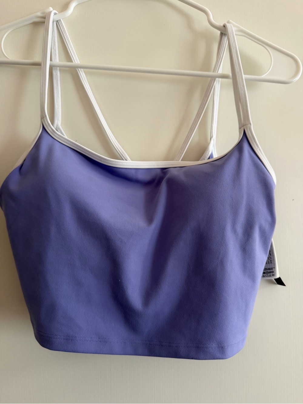 Vuori hyacinth Crop Tank with White Trim